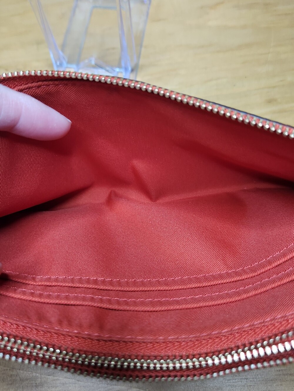 Coach Double Zip Wristlet Red Pebbled Leather EUC - Picture 9 of 12